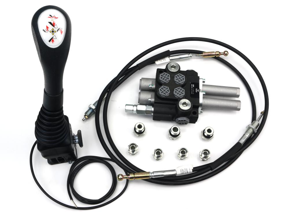 Zestaw do Ładowacz TUR -Rozdzielacz 40L 2-sekcyjny + Joystick z przyciskiem + Elementy złączne + Linki na kulkę 1500mm VOIMA