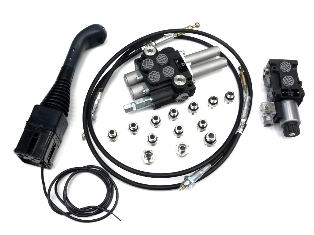 Zestaw do Ładowacz TUR -Rozdzielacz 40L 2-sekcyjny + Elektrozawór + Joystick z przyciskiem + Elementy złączne + Linki na kulkę 1500mm VOIMA