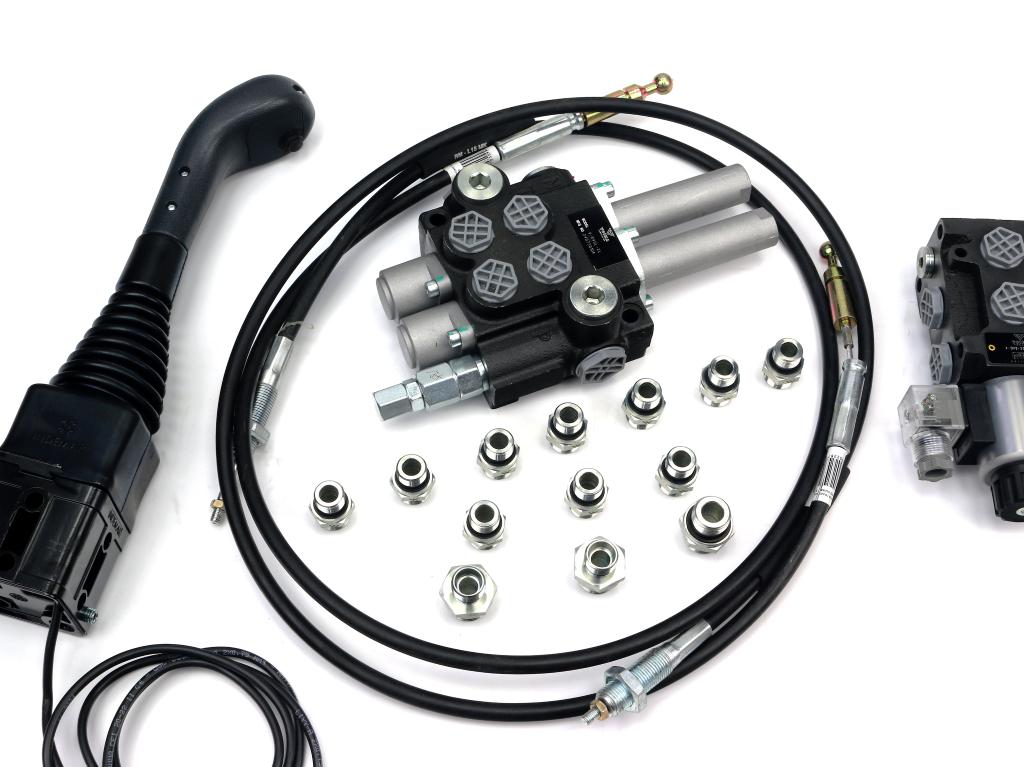 Zestaw do Ładowacz TUR -Rozdzielacz 40L 2-sekcyjny + Elektrozawór + Joystick z przyciskiem + Elementy złączne + Linki na kulkę 1500mm VOIMA