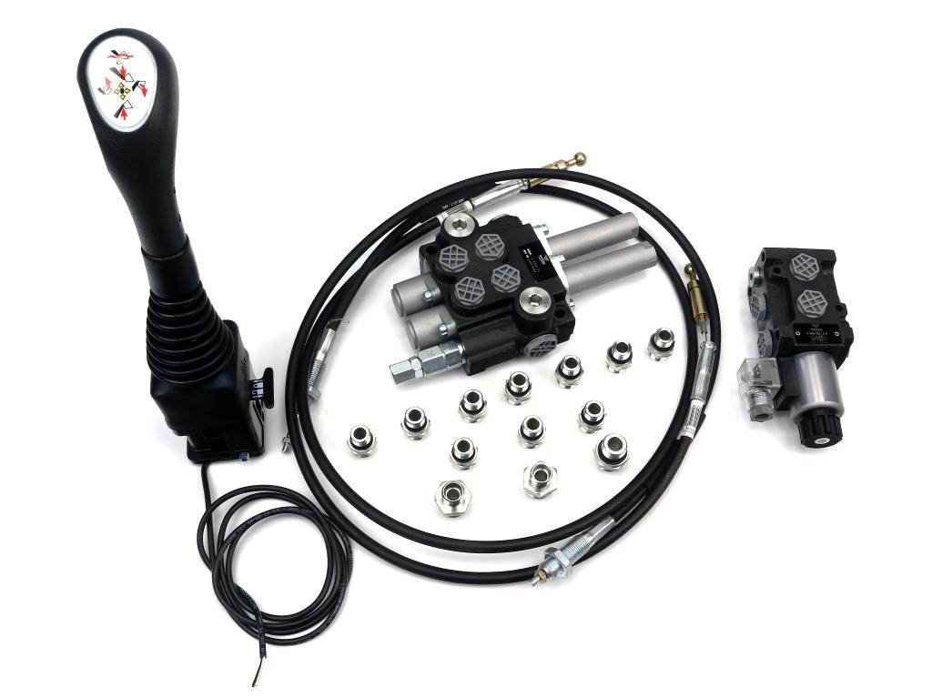 Zestaw do Ładowacz TUR -Rozdzielacz 40L 2-sekcyjny + Elektrozawór + Joystick z przyciskiem + Elementy złączne + Linki na kulkę 1500mm VOIMA