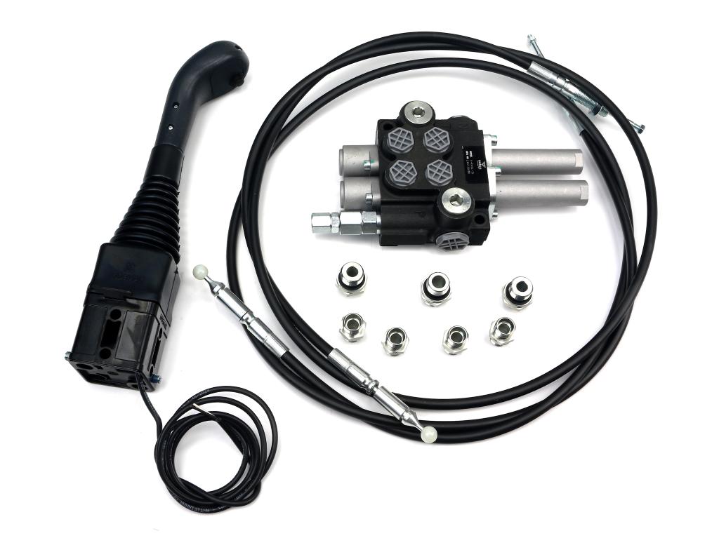 Zestaw do Ładowacz TUR -Rozdzielacz 40L 2-sekcyjny + Joystick z przyciskiem + Elementy złączne + Linki na kulkę 2000mm VOIMA