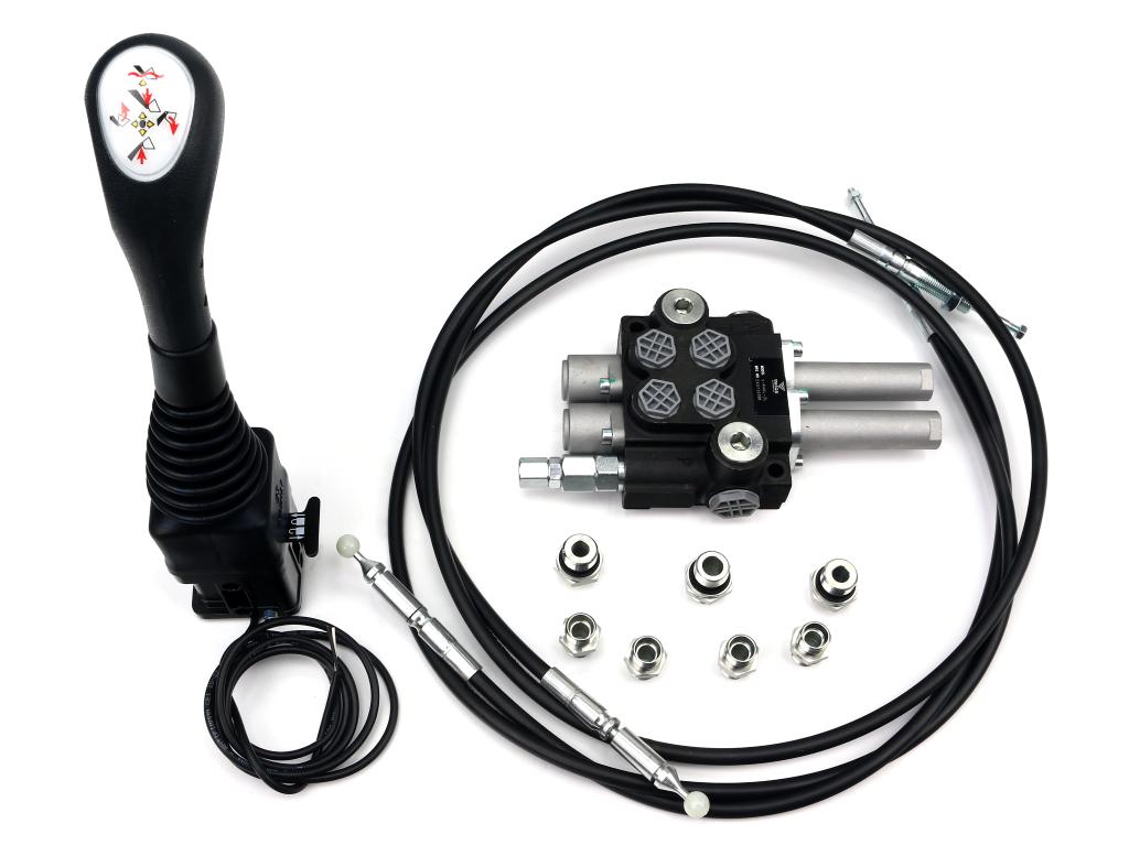 Zestaw do Ładowacz TUR -Rozdzielacz 40L 2-sekcyjny + Joystick z przyciskiem + Elementy złączne + Linki na kulkę 2000mm VOIMA