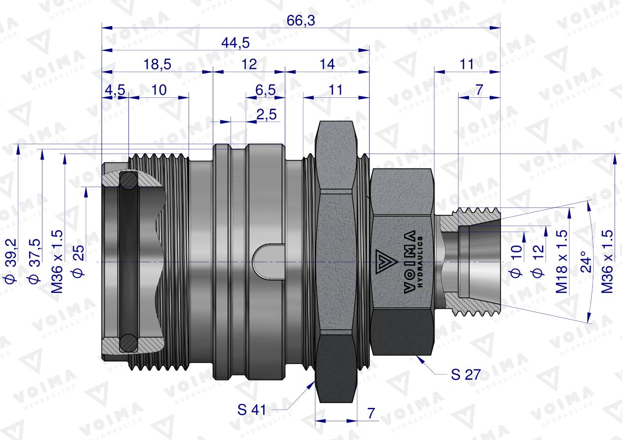 Zawór gniazdo ZSR6160101 (pasuje do Bizon) M18x1.5 skręcane VOIMA