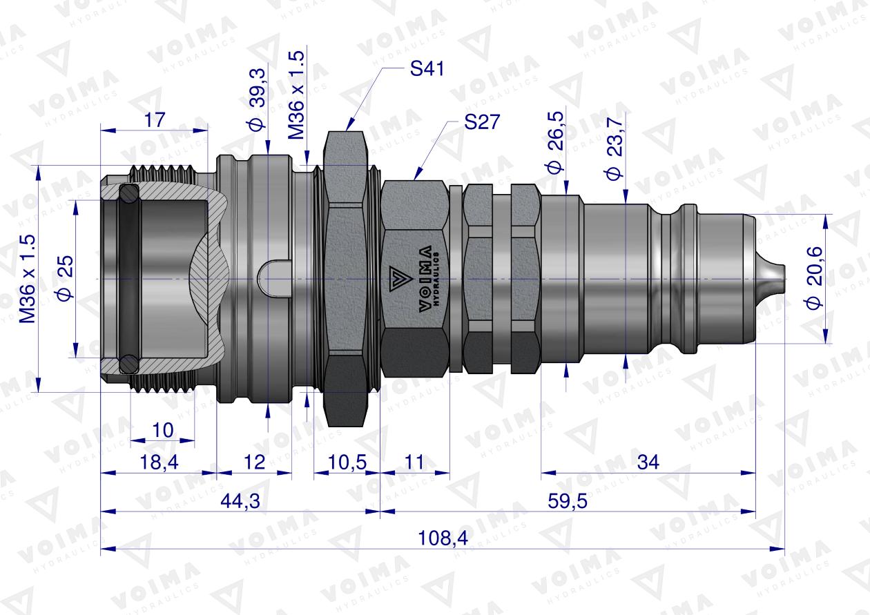 Redukcja ZSR (50492REDUKCJA) gniazdo/wtyczka EURO skręcane  VOIMA