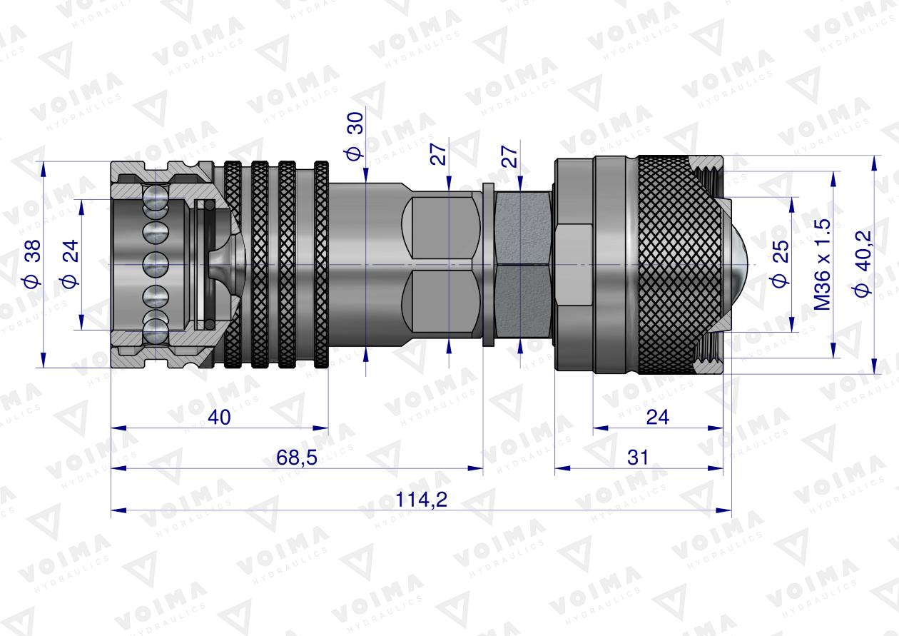 Redukcja ZSR (50493REDUKCJA) wtyczka/gniazdo EURO PUSH-PULL skręcane VOIMA (opakowanie 10szt)