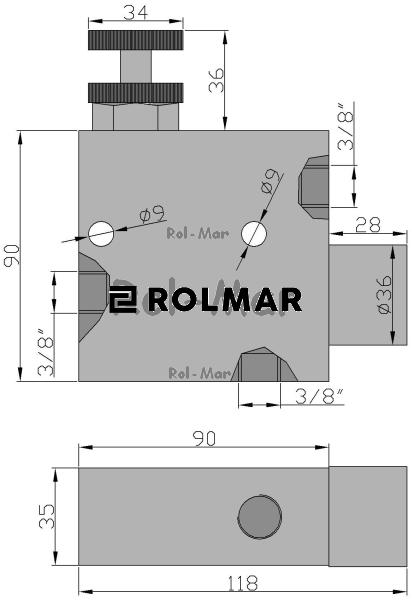 Regulator przepływu 3/8" przepustowość 50L.