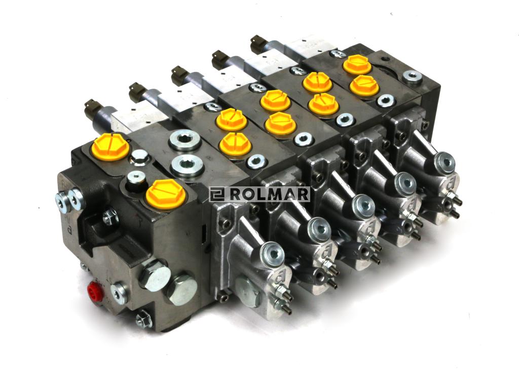 Rozdzielacz 5 sekcyjny. 120 l/min.. proporcjonalny. kompensacja ciśnienia LS. z opcją sterowania dźwigniami. zaworem zrzutowym. 24V DC