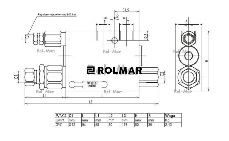 Zawór do pługów obrotowych tłok 40/50 mm