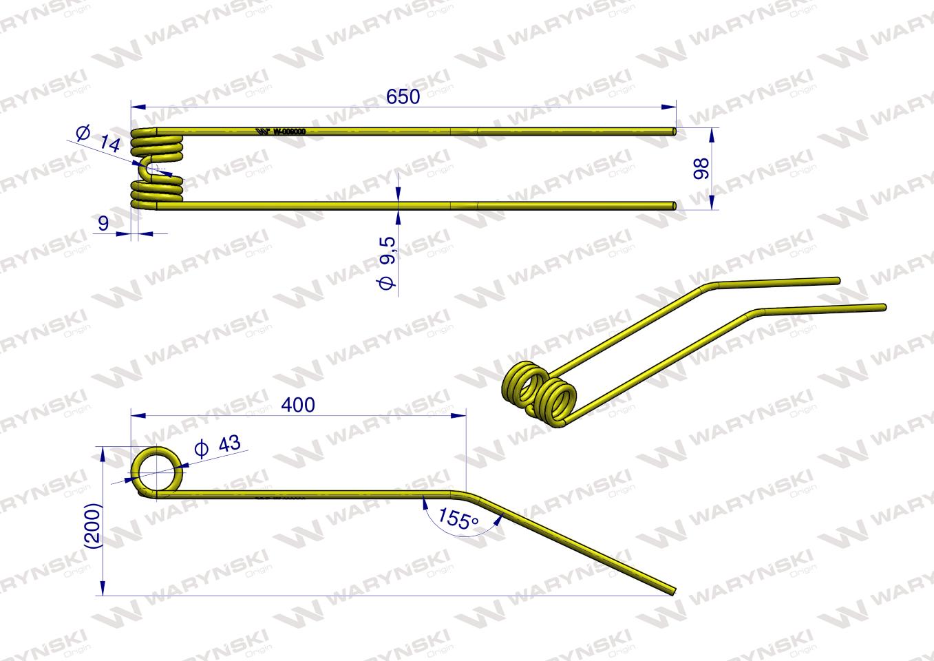 Palec, zgrabiarka zastosowanie Samasz, 302050300, Waryński