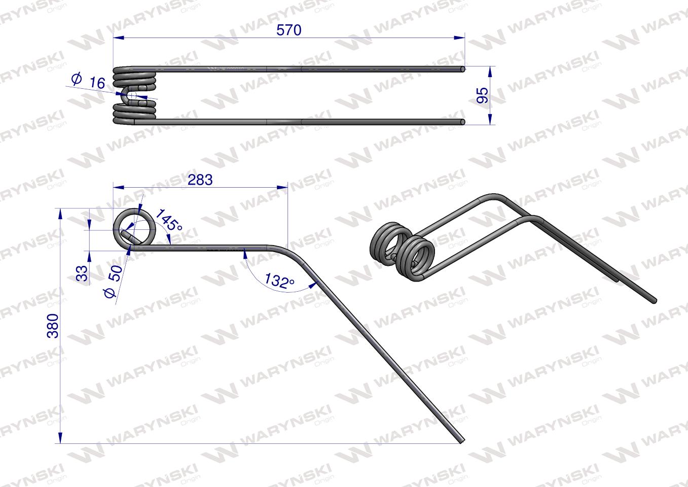 Palec, zgrabiarka zastosowanie Samasz, 3020503001, Waryński
