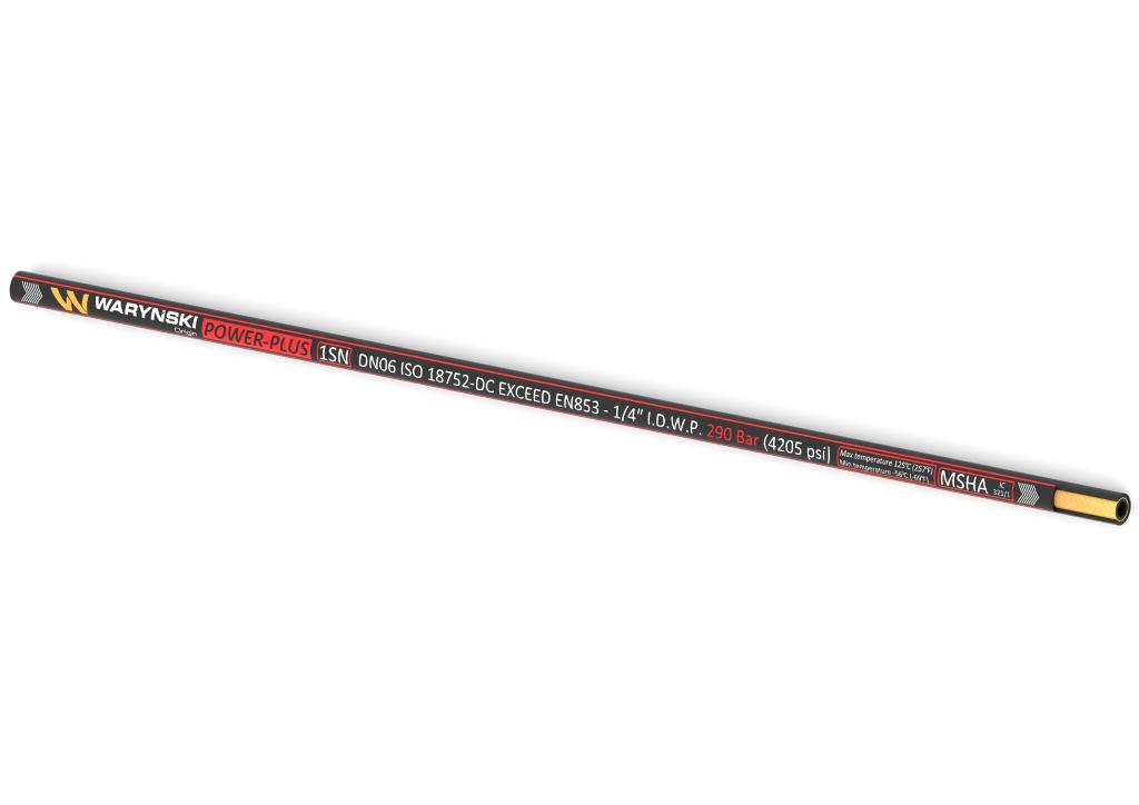Wąż hydrauliczny do zakuwania POWER-PLUS Exceed EN 853 1SN DN06 1-oplotowy 290 Bar Waryński, (sprzedawane po 50)