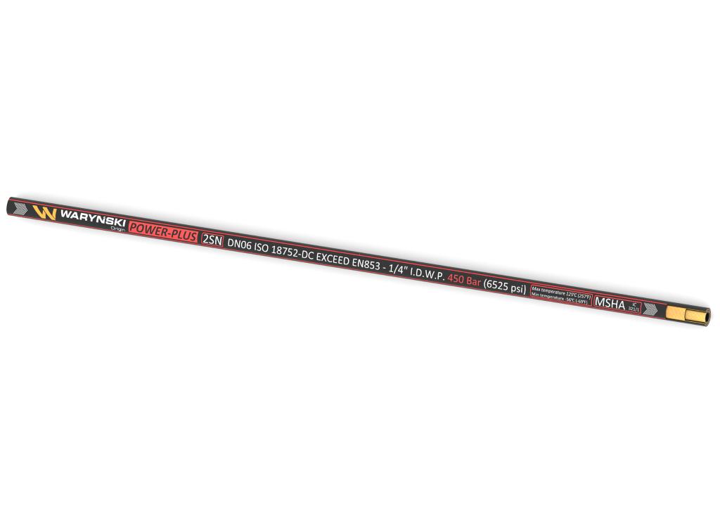 Wąż hydrauliczny do zakuwania POWER-PLUS Exceed EN 853 2SN DN06 2-oplotowy 450 Bar Waryński, (sprzedawane po 50)