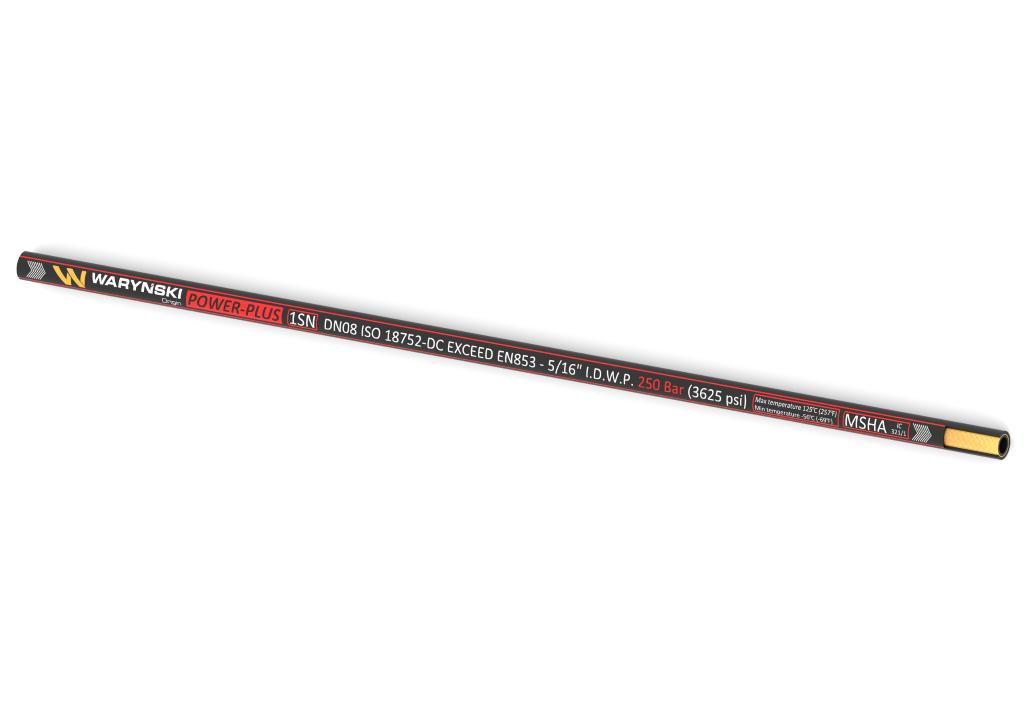 Wąż hydrauliczny do zakuwania POWER-PLUS Exceed EN 853 1SN DN08 1-oplotowy 250 Bar Waryński, (sprzedawane po 25)