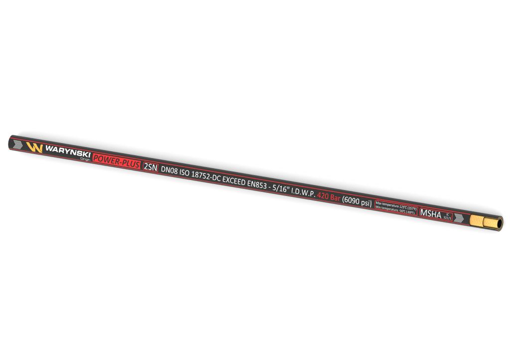 Wąż hydrauliczny do zakuwania POWER-PLUS Exceed EN 853 2SN DN08 2-oplotowy 420 Bar Waryński, (sprzedawane po 50)