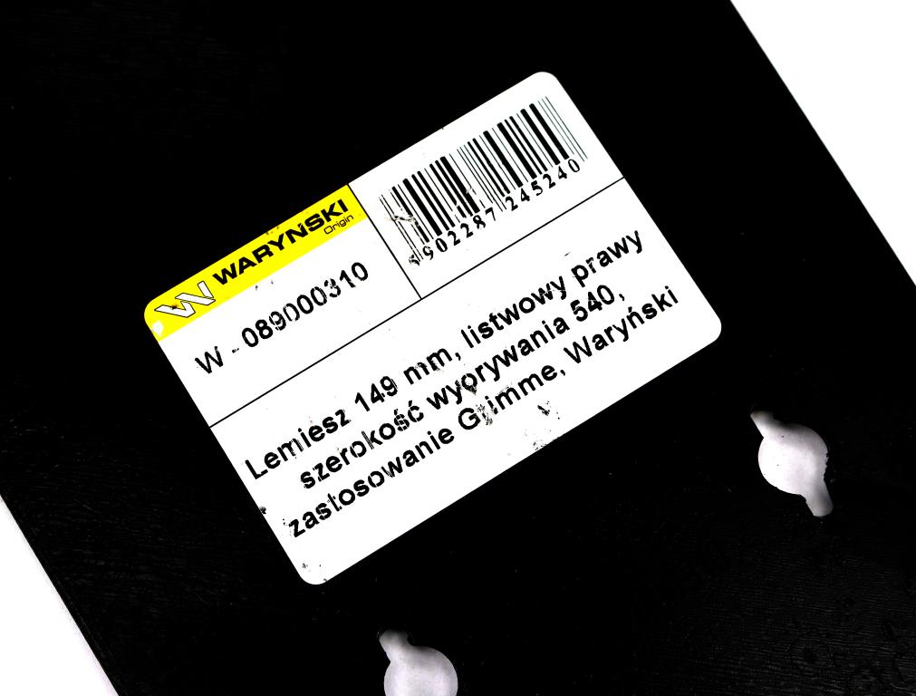 Lemiesz 149 mm, listwowy prawy szerokość wyorywania 540, zastosowanie Grimme, Waryński