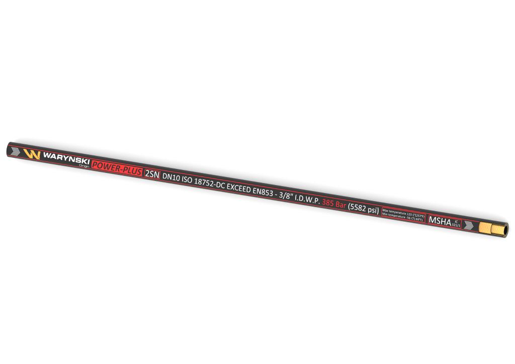 Wąż hydrauliczny do zakuwania POWER-PLUS Exceed EN 853 2SN DN10 2-oplotowy 385 Bar Waryński, (sprzedawane po 25)