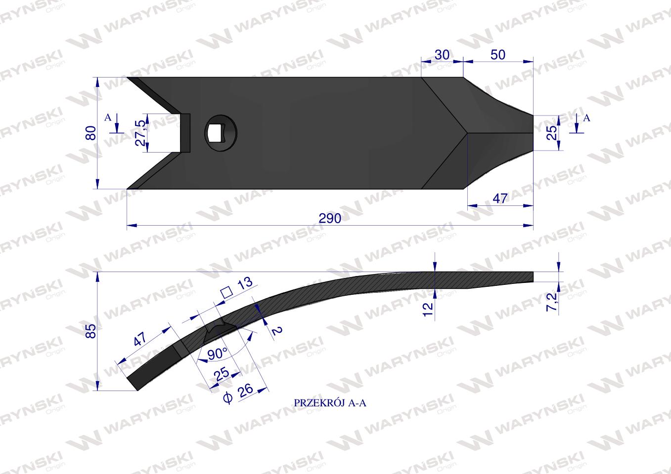 Dziób, redlica agregatu zastosowanie Delta Flex Kongskilde stal borowa Waryński