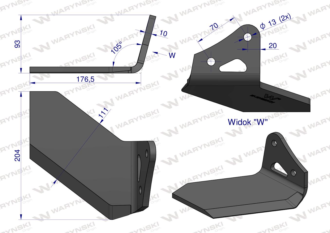 Lemieszyk, boczny prawy, zastosowanie Kongskilde Delta Flex, Waryński