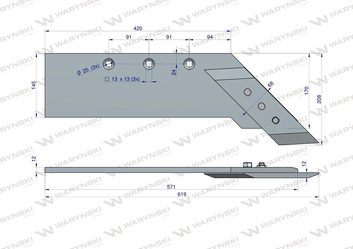 Lemiesz z dłutem zastosowanie B-200 Fortschritt Pług stal borowa Waryński