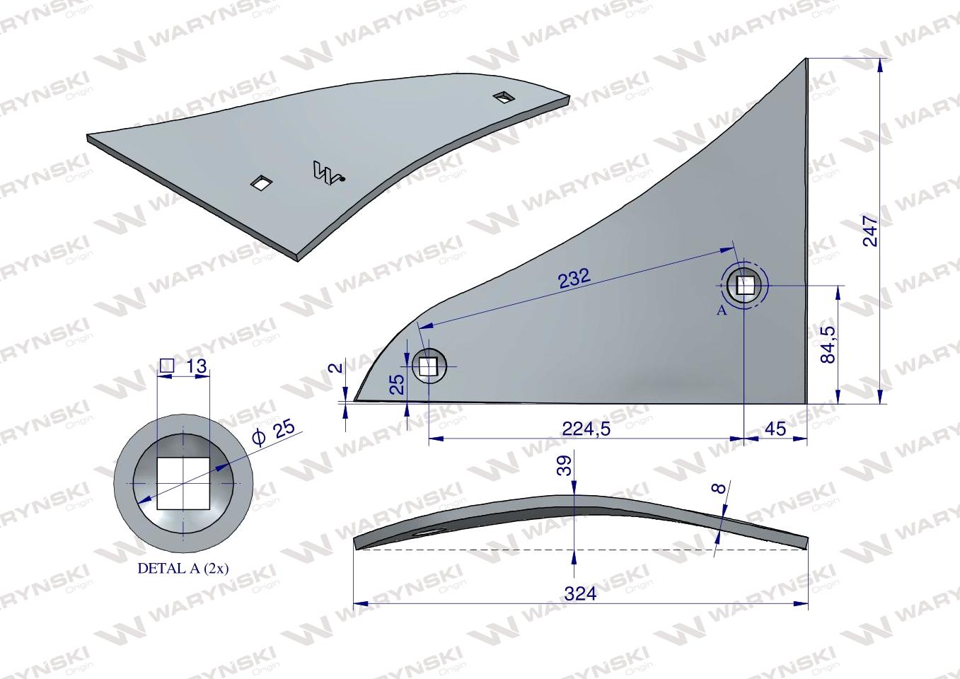 Pierś odkładni 3-skibowa zastosowanie PR/57 Unia Pług WARYŃSKI