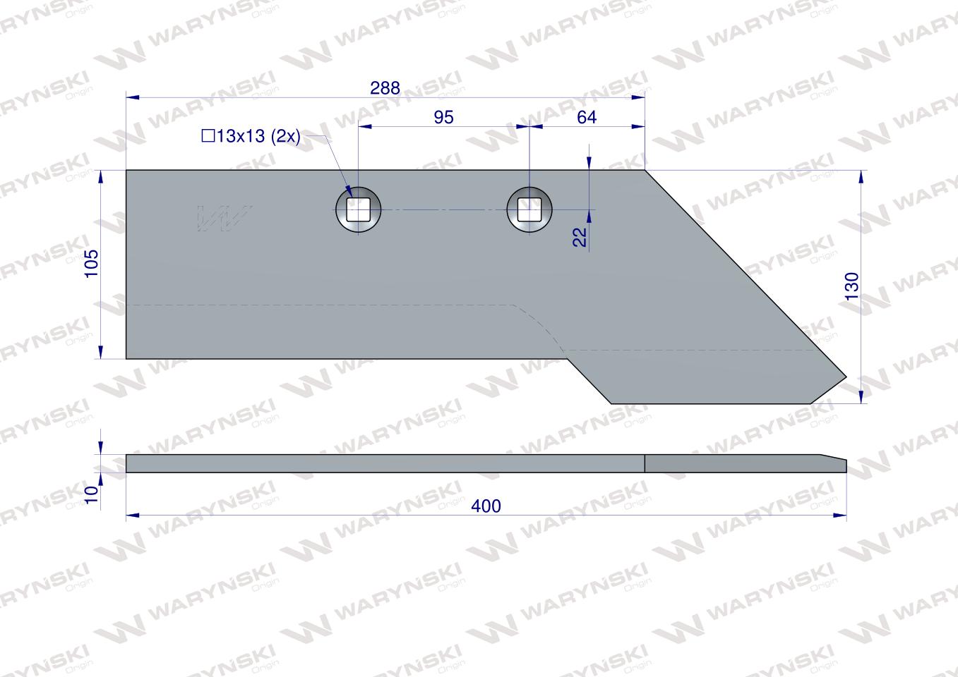 Lemiesz podorywkowy 2-otwory zastosowanie Unia Pług Waryński