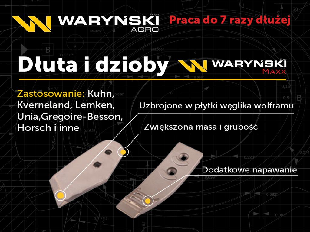 Dłuto. nakładka lemiesza prawe zastosowanie VIS/17 XL Unia Pług z węglikiem wolframu WARYŃSKI MAXX