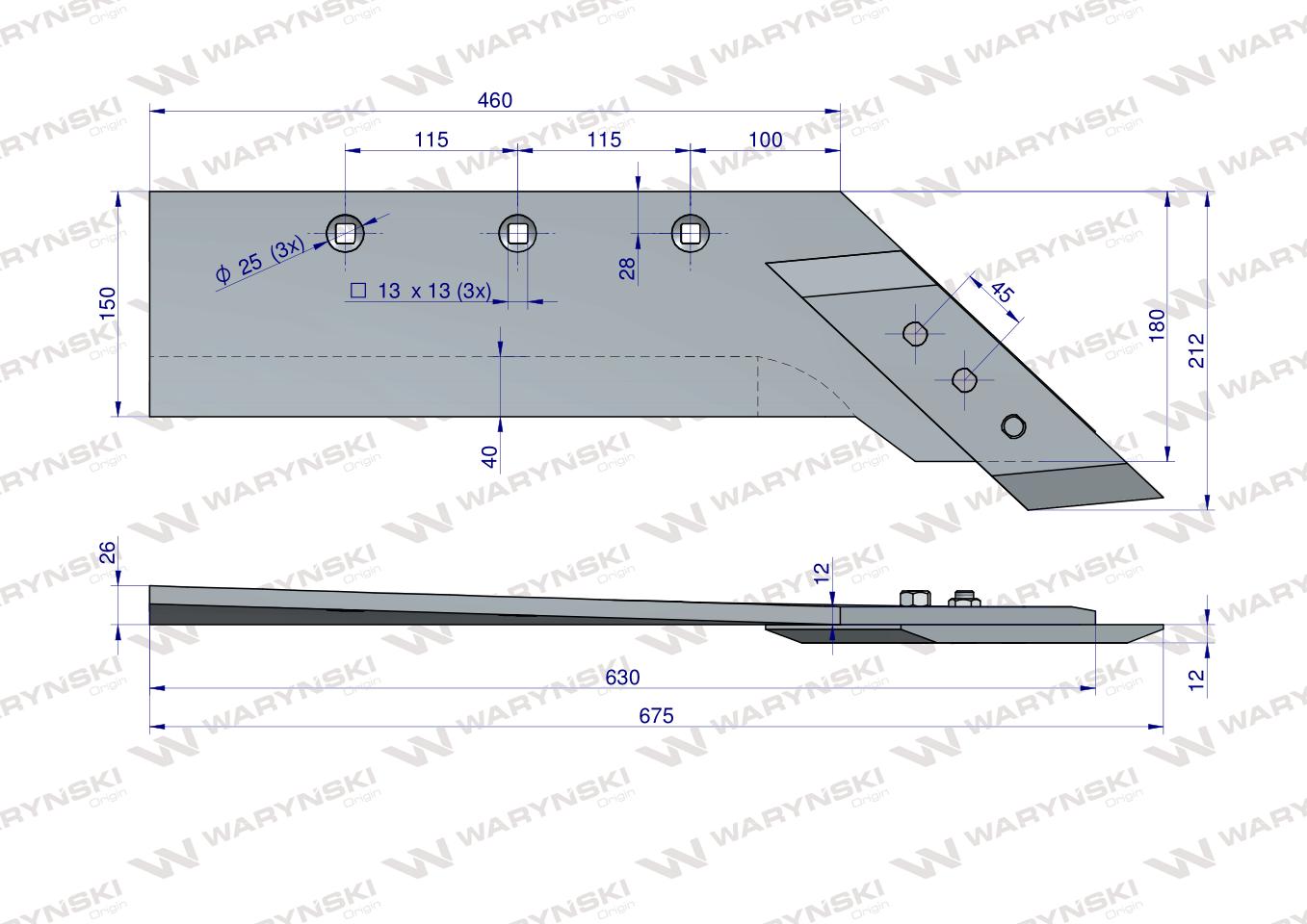 Lemiesz z dłutem zastosowanie AS/0184 Atlas Unia Pług stal borowa Waryński