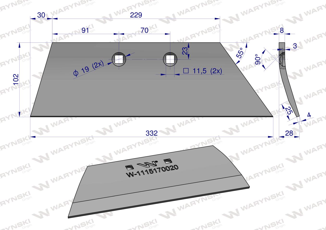 Lemieszyk przedpłużka prawy PO1313 Waryński