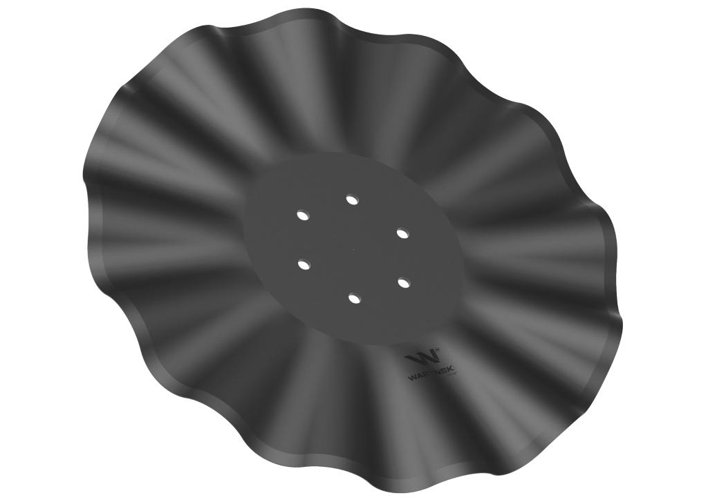 Talerz, prosty falowany 560 mocowanie 6/120 prosta piasta grubość 5 mm stal borowa, Waryński