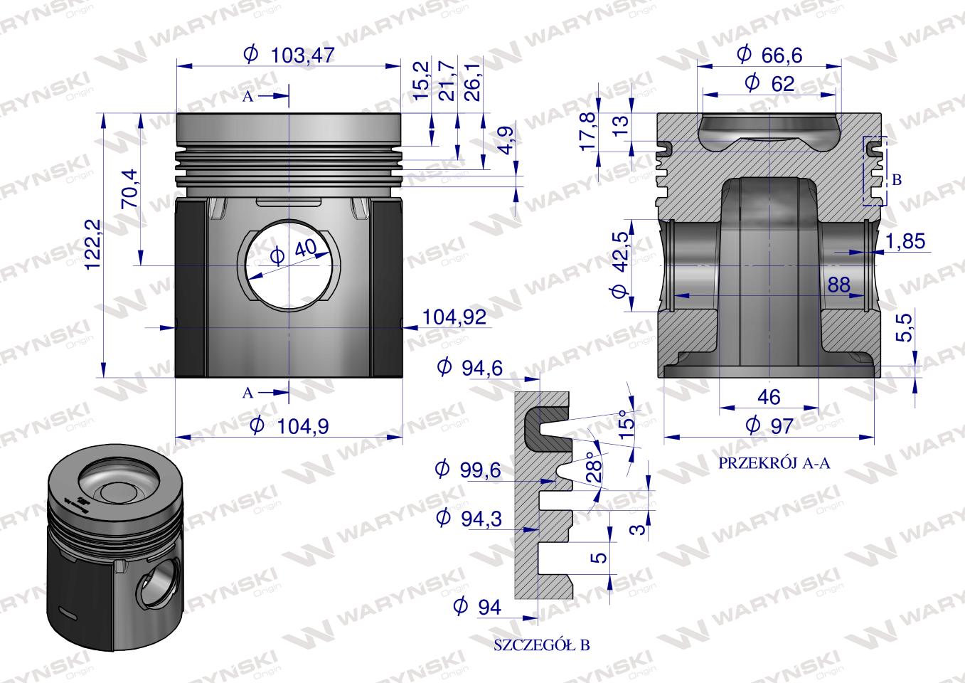 Zestaw naprawczy fi-105-3 TC Euro 2 Zetor 16000992 WARYŃSKI