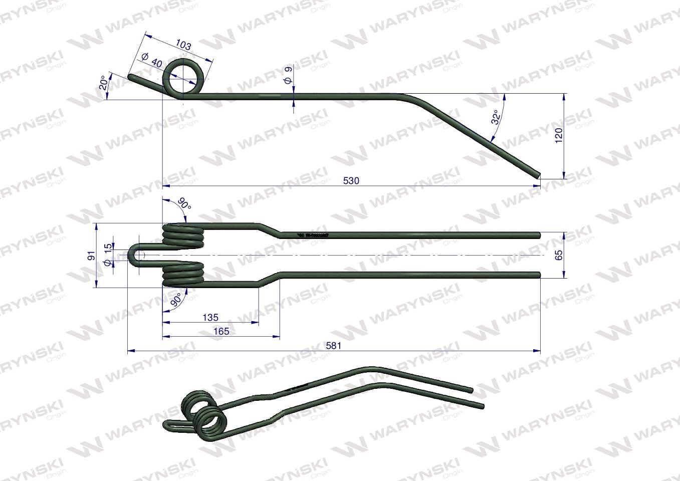 Palec zgrabiarka zastosowanie Deutz Fahr VF16600387.86 WARYŃSKI W-16600387