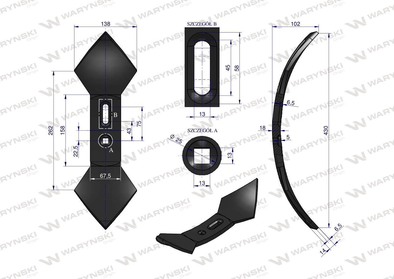 Redlica agregatu podorywkowego sercowa 1738000000 Gruber stal borowa Waryński