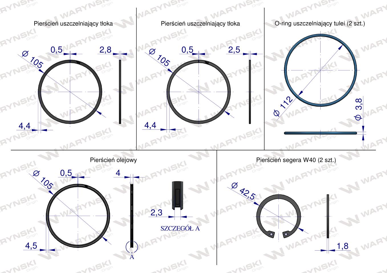 Zestaw Naprawczy Zetor 19000992 FI-105 3-pierścienie Waryński