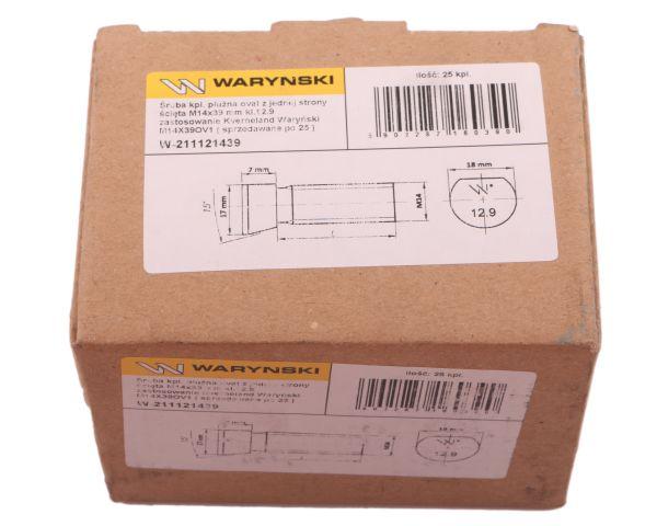 Śruba kpl. płużna oval z jednej strony ścięta M14x39 mm kl.12.9 zastosowanie Kverneland Waryński M14X39OV1 ( sprzedawane po 25 )