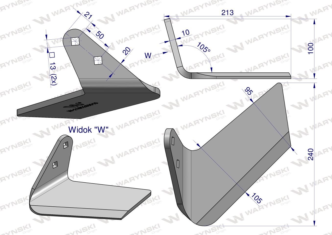Lemiesz boczny, lewy, zastosowanie Unia Cross, AU/2364 Waryński