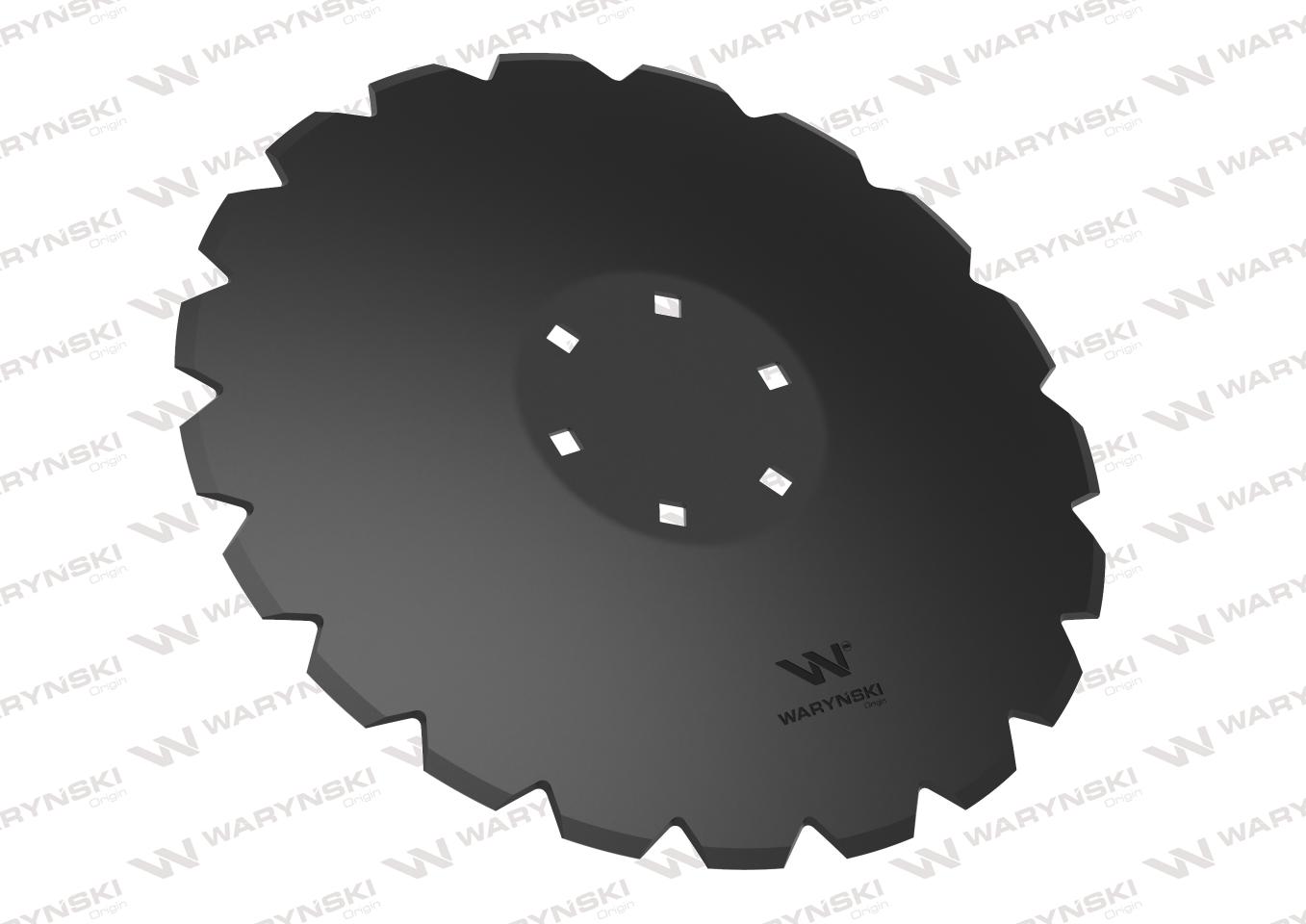 Talerz, uzębiony Z-20 fi 460 mocowanie 6/120 grubość 3,5 mm stal borowa prosta piasta, Tolmet, Waryński