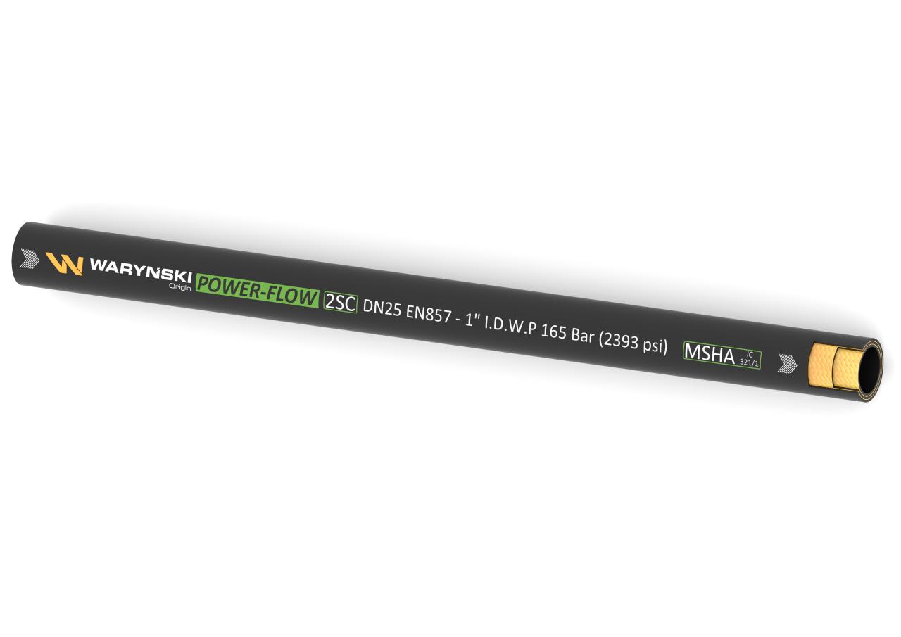 Wąż hydrauliczny do zakuwania POWER-FLOW 2SC DN25 2-oplotowy 165 Bar Waryński (sprzedawany po 25m)