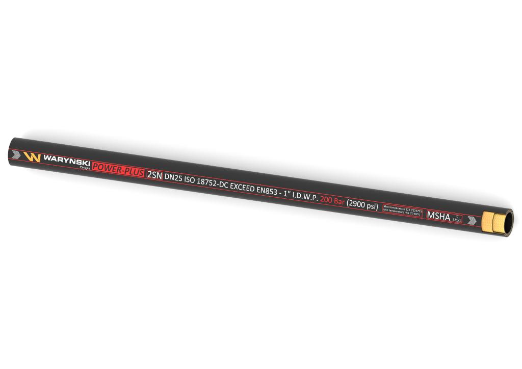 Wąż hydrauliczny do zakuwania POWER-PLUS Exceed EN 853 2SN DN25 2-oplotowy 200 Bar Waryński, (sprzedawane po 25)
