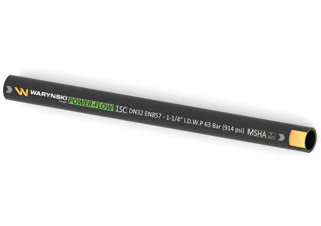 Wąż hydrauliczny do zakuwania POWER-FLOW 1SC DN32 1-oplotowy 63 Bar Waryński (sprzedawany po 10m)