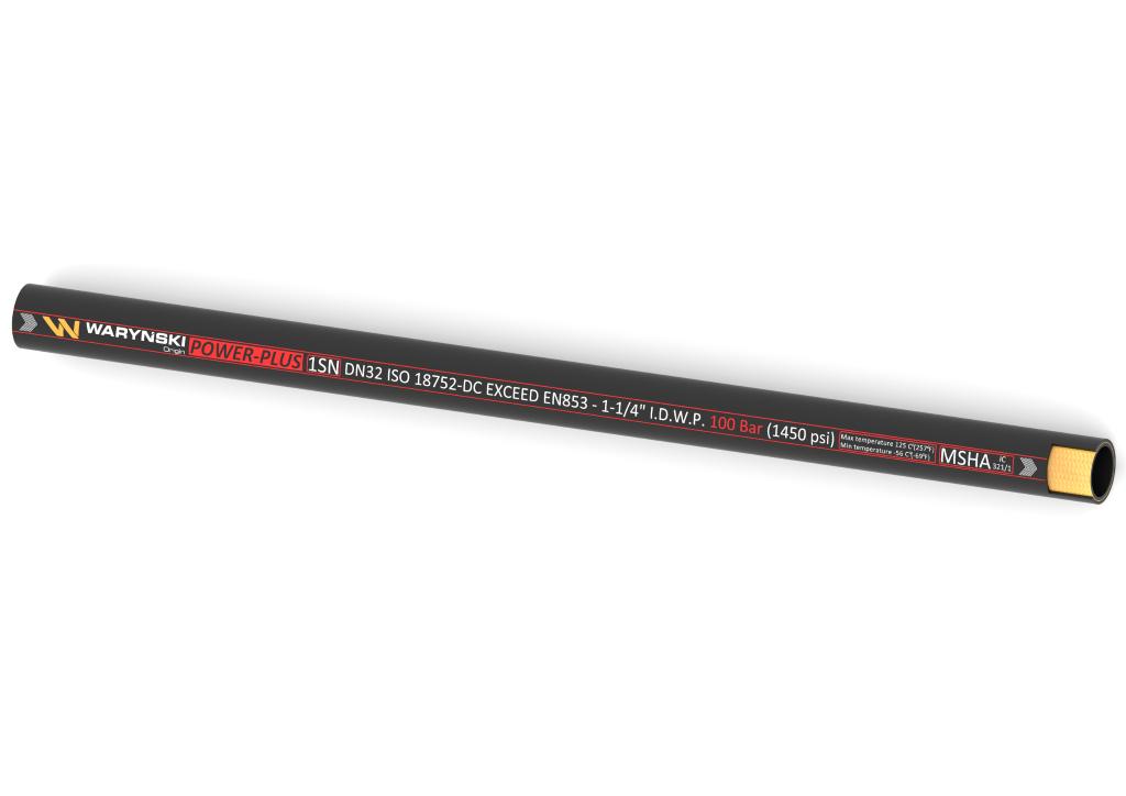 Wąż hydrauliczny do zakuwania POWER-PLUS Exceed EN 853 1SN DN32 1-oplotowy 100 Bar Waryński, (sprzedawane po 10)
