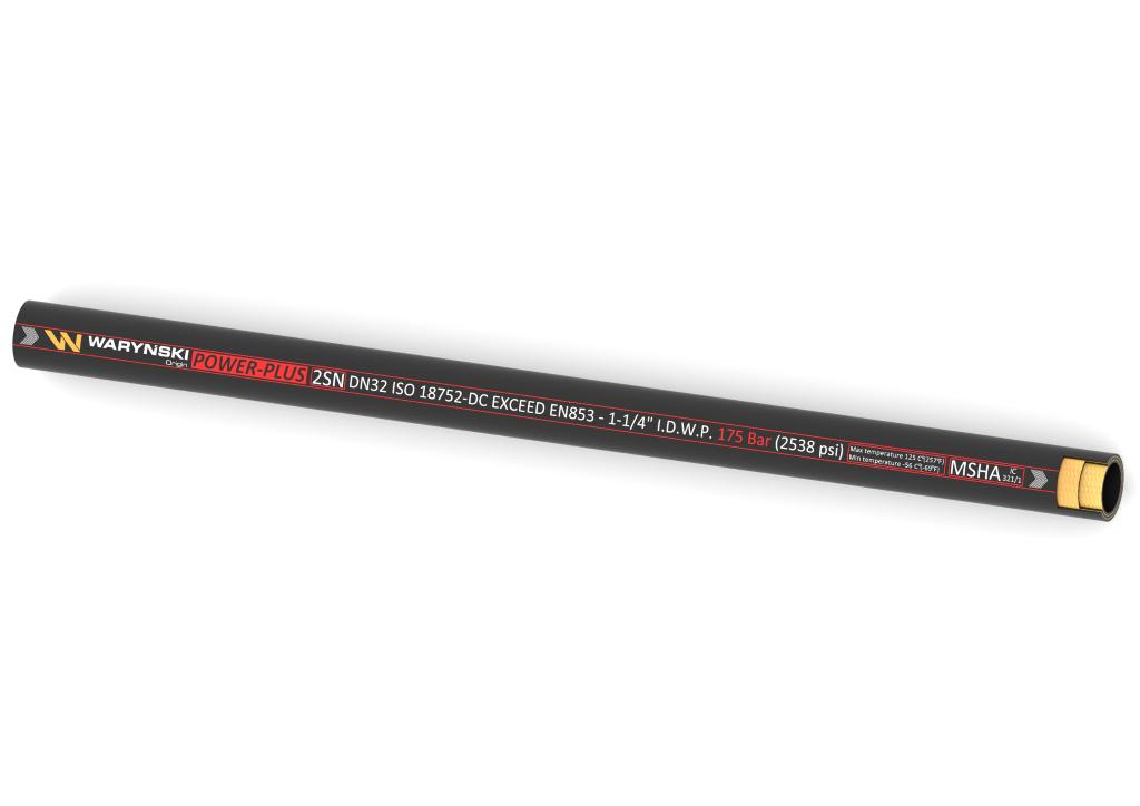 Wąż hydrauliczny do zakuwania POWER-PLUS Exceed EN 853 2SN DN32 2-oplotowy 175 Bar Waryński, (sprzedawane po 10)