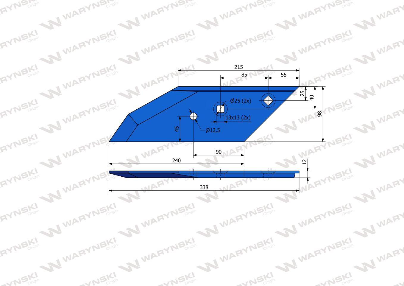 Dłuto, nakładka lemiesza lewa zastosowanie Lemken Pług stal borowa  WARYŃSKI
