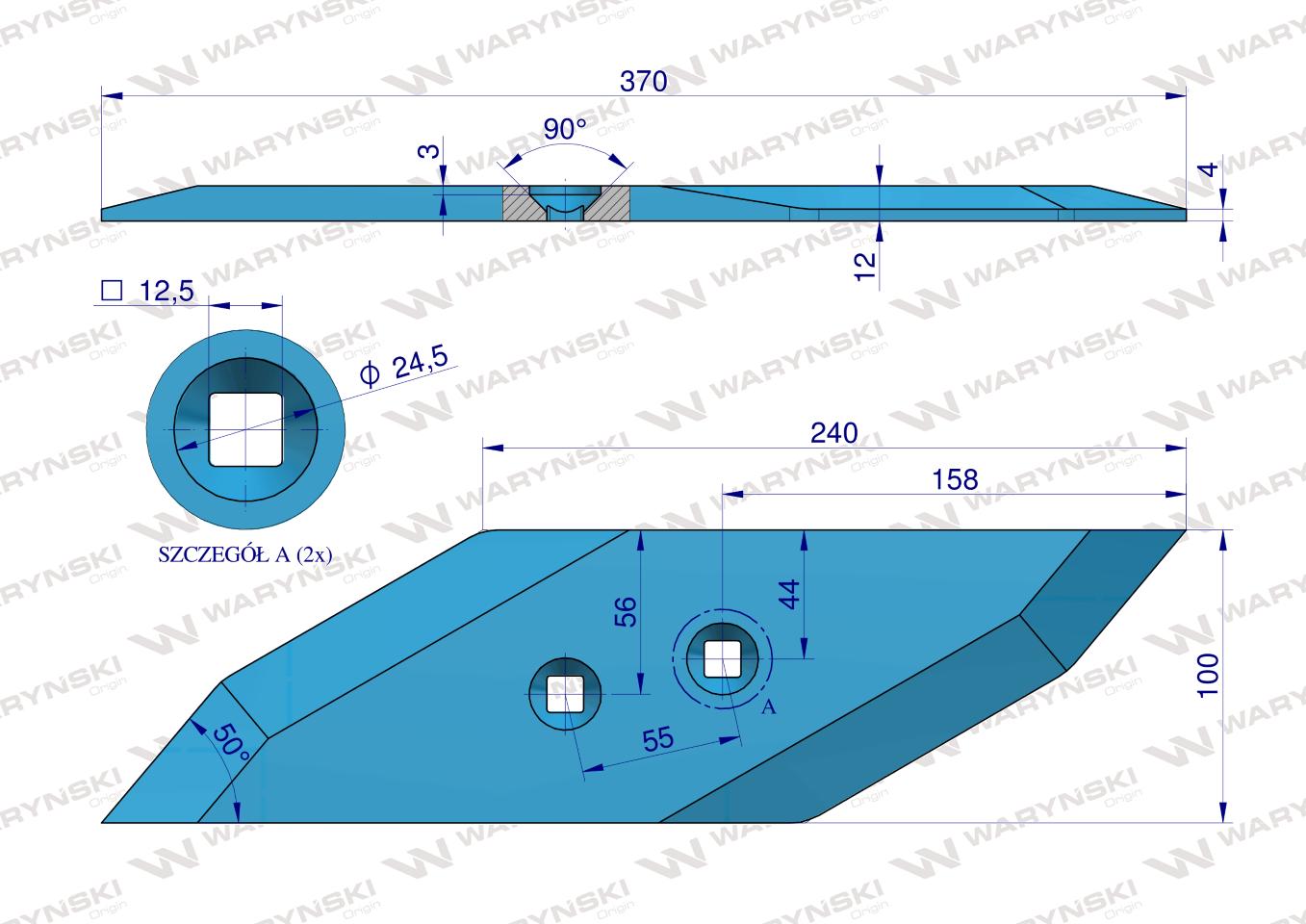 Dłuto nakładka lemiesza prawa zastosowanie Lemken Pług stal borowa WARYŃSKI