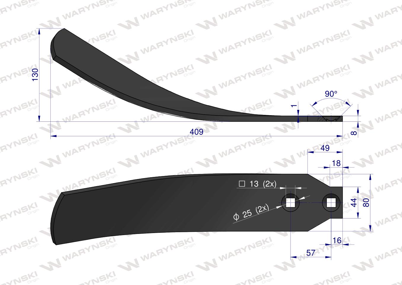 Osłona grządzieli długa lewa zastosowanie Horsch Terrano stal borowa Waryński