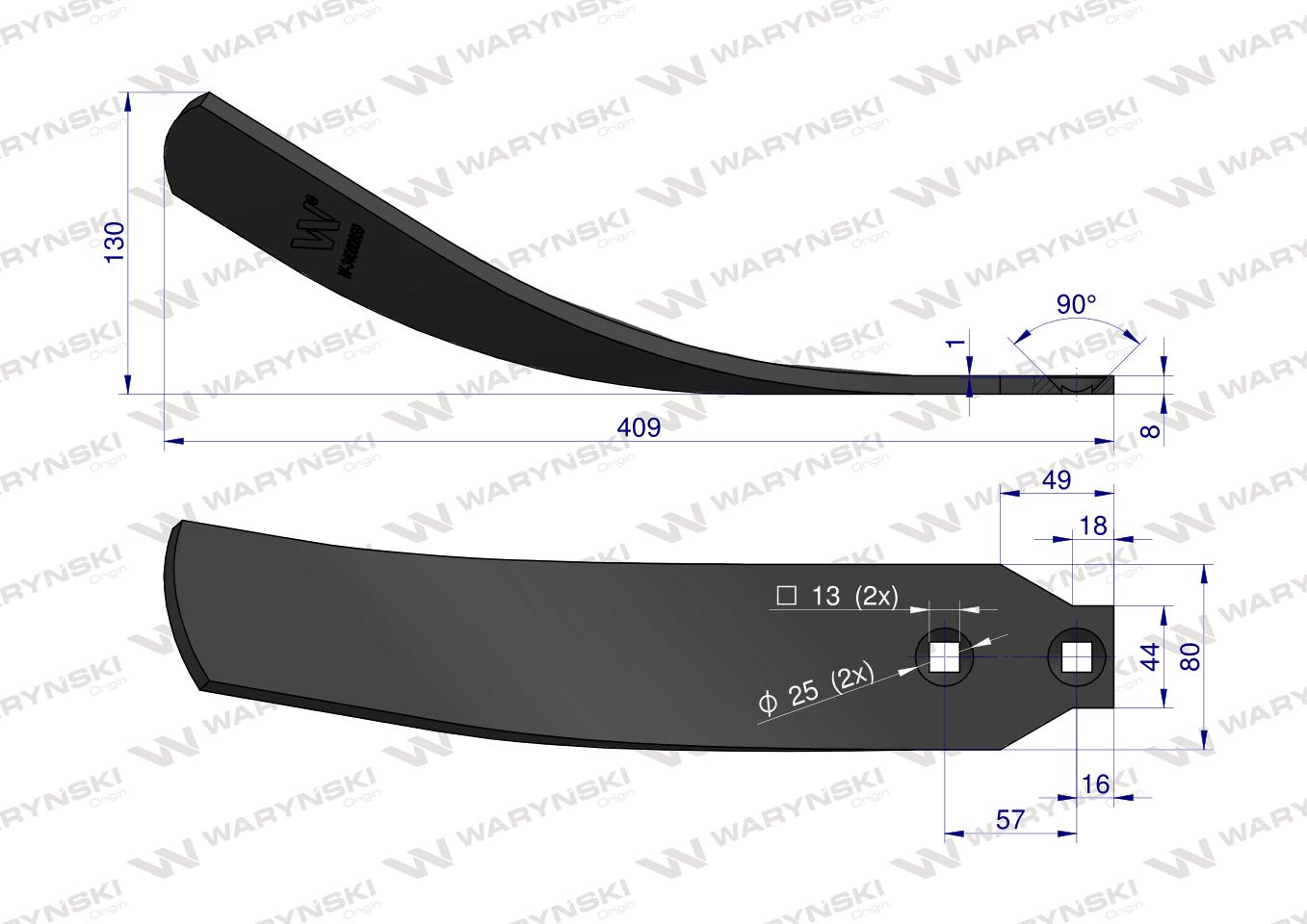 Osłona grządzieli długa prawa zastosowanie Horsch Terrano stal borowa Waryński