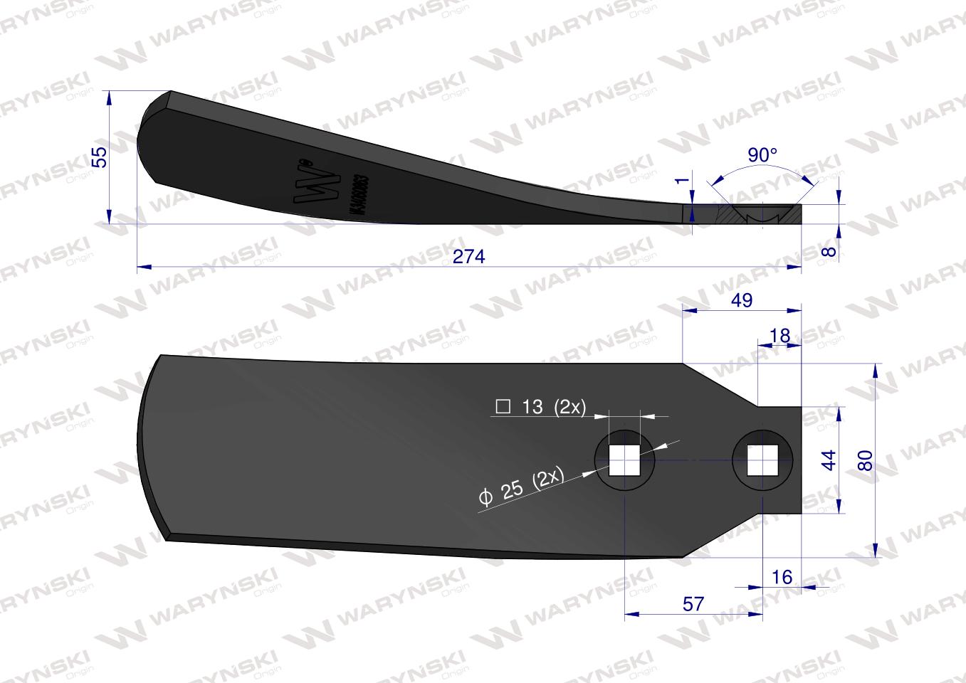 Osłona grządzieli krótka prawa zastosowanie Horsch Terrano stal borowa Waryński