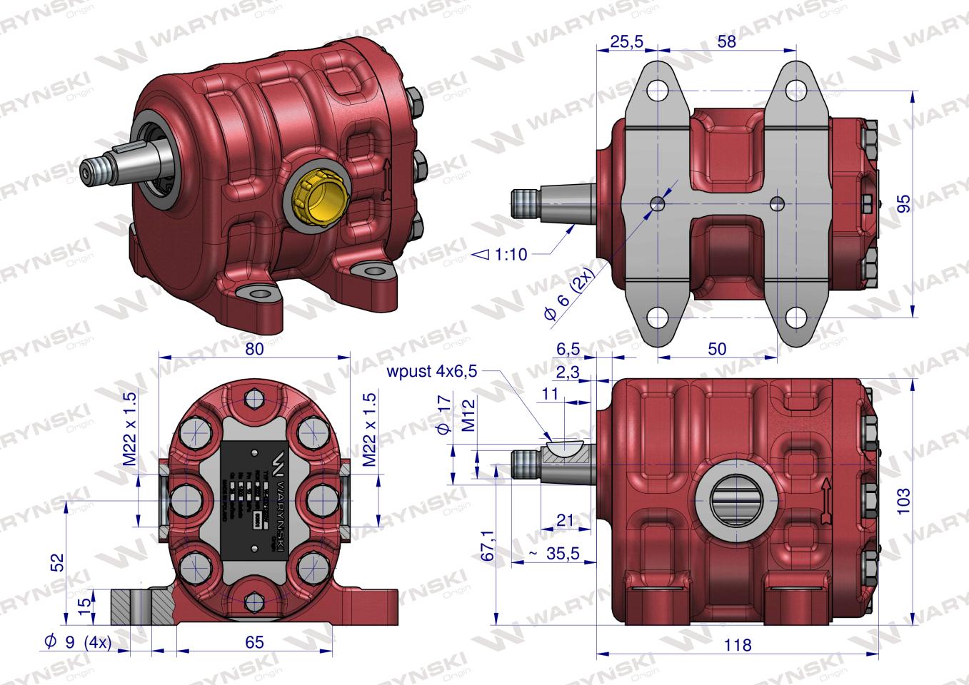 Pompa hydrauliczna PZ18AT podnośnika wzmocniona 24 l/min C-330 WARYŃSKI