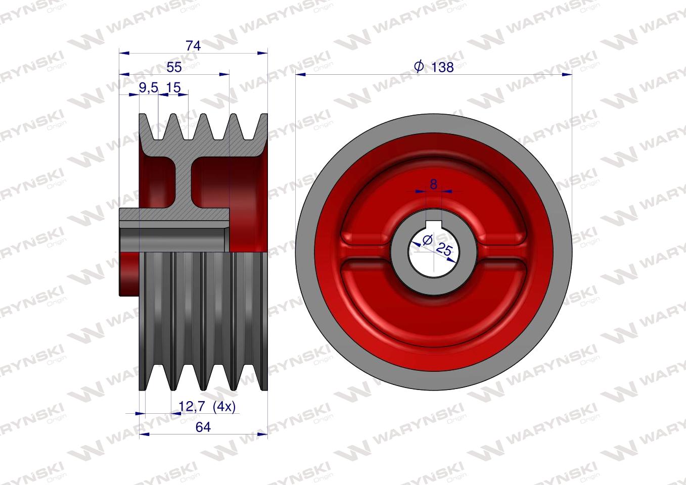 Koło pasowe małe zastosowanie Kosiarka rotacyjna polska 1,65 Waryński