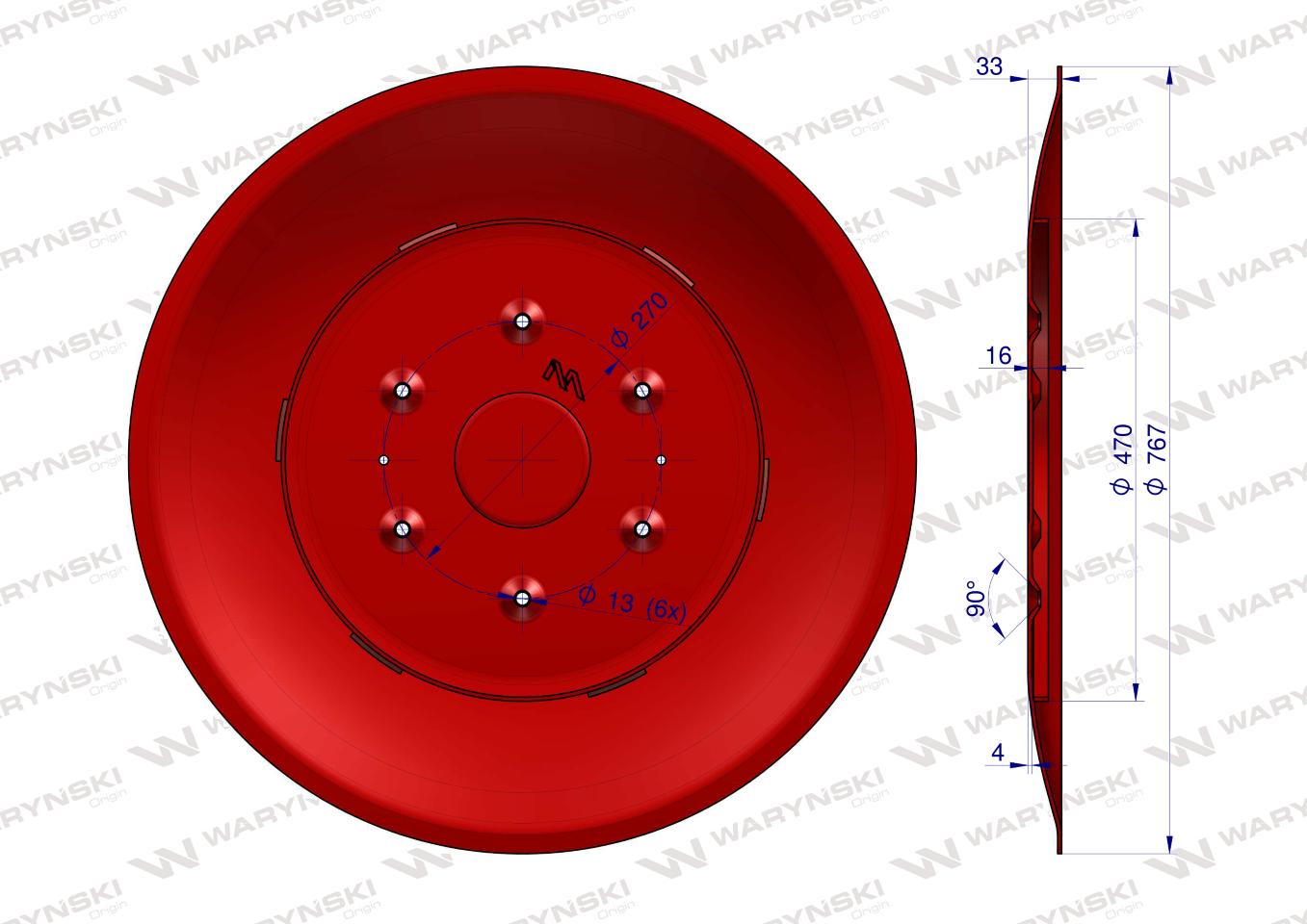 Talerz ślizgowy Kosiarka rotacyjna 1,65 m gr. 4mm Waryński
