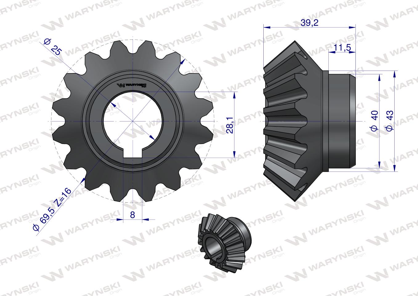Koło stożkowe małe zastosowanie Kosiarka rotacyjna polska 1,65 Waryński